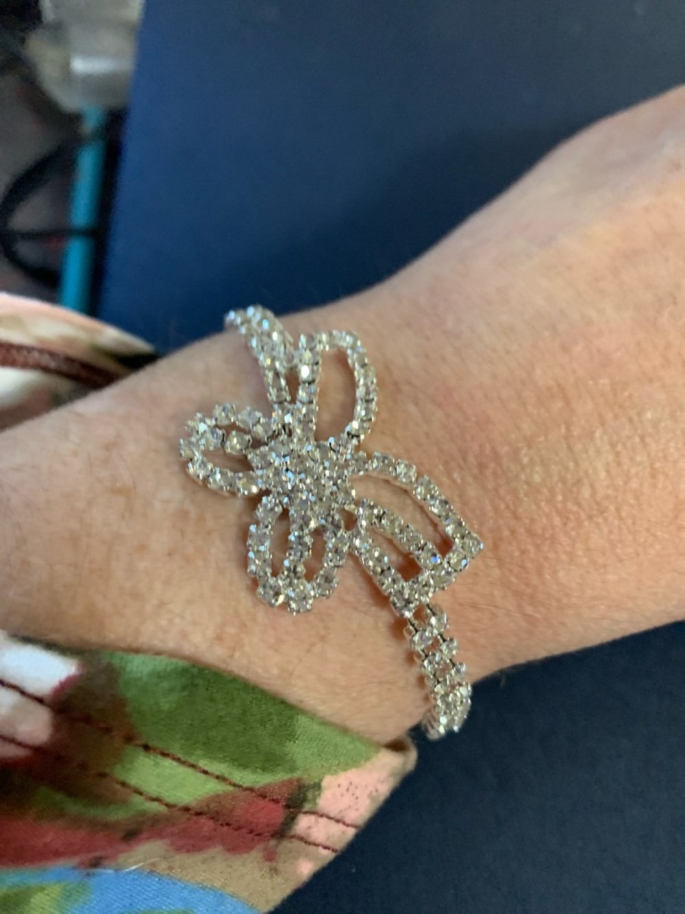 Crystal Bow Accent Bracelet - Silver Tone - Picture 4 of 6